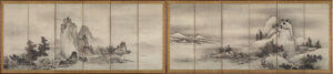 "Sansuizu byōbu" (folding screen with painting of landscape) by Unkoku Tōgan