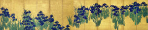 Kakitsubata-zu (Irises) drawn on a folding screen by Ogata Kōrin