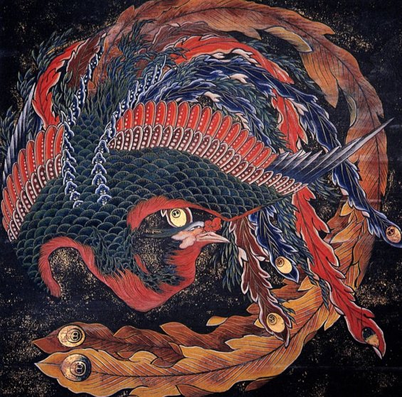 phoenix painting by Katsushika Hokusai