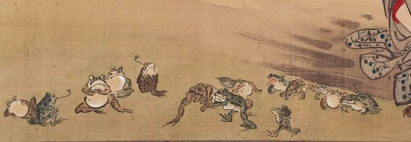 Bijinkan-agi-zu (Beautiful Woman with Frogs) by Kawanabe Kyōsai