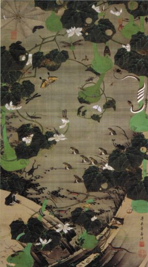 'Chihen Gunchū-zu Insects and Reptiles at a Pond' from the 'Dōbutsu Sai-e Colorful Realm of Living Beings' by Itō Jakuchū