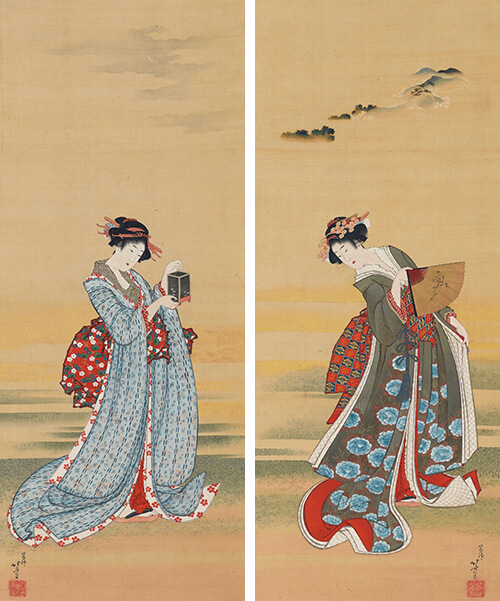 Spring Beauty and Autumn Beauty by Katsushika Hokusai