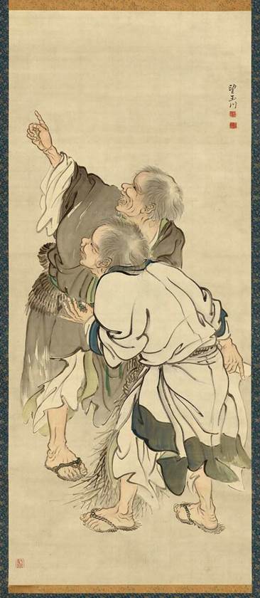 Kanzan Jittoku-zu (Painting of Kanzan and Jittoku) by Mochizuki Gyokusen (望月玉川)