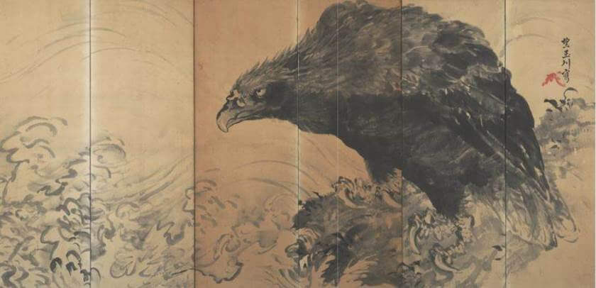 Eagle on Rock by Waves by Mochizuki Gyokusen (望月玉川)