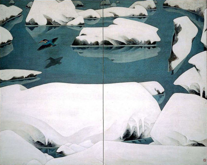 “Tōchō” : Kingfisher Fluttering in the Quiet Snow Scene by Gōkura Senjin