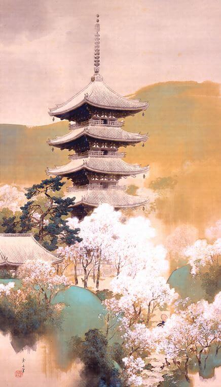 “Koto no Haru (Spring Scene in Ancient Capital)” by Kawamura Manshū