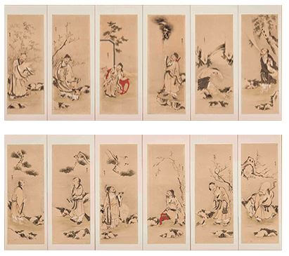 Senninzu Byōbu (folding screen with painting of hermits) (belongs to The Museum of Shiga Prefecture Biwako-Bunkakan)
