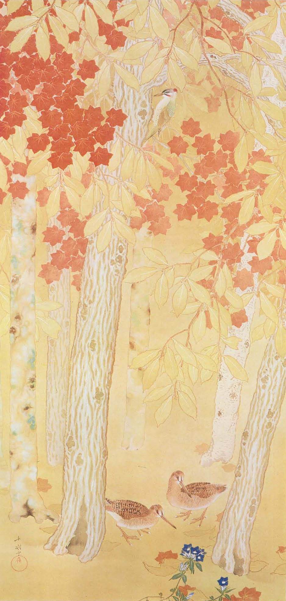 Flowers and Birds of the Four Seasons: Autumn by Araki Jippo