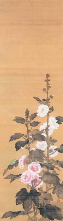 Aoi-Zu (Hollyhocks Painting) by Katayama Gashū