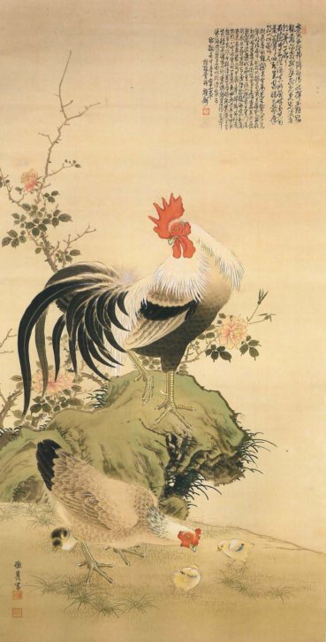 ‘Chōshun Sōkei-Zu’ (Rooster and Hen in Spring Painting) by Katayama Gashū