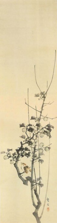 A Sparrow on Green Plum Tree by Murase Sōseki