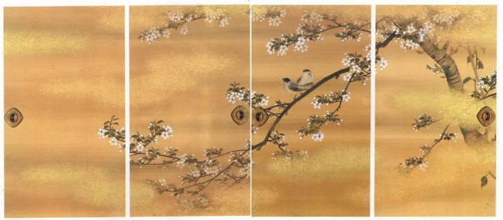 Cherry Blossom and Sparrows by Murase Gyokuden