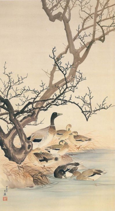 Kanbai Gunōzu (Plum Blossoms and Flocks of Ducks) by Maekawa Bunrei