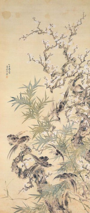 Baikayūchō (Plum Blossoms with Birds) by Yamashita Seigai