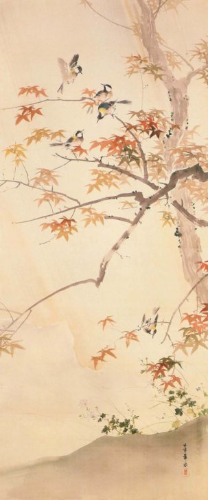 Kōyō Shōkin-zu (Autumn Leaves and Small Birds) by Kishi Chikudō