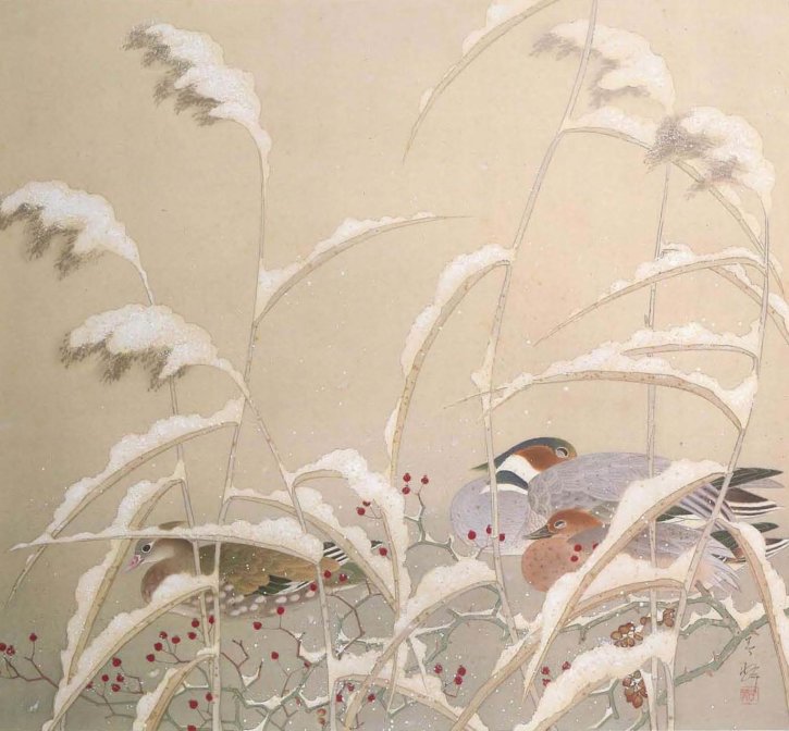 Secchū Suikin (Waterfowls in the Snow) by Abe Shunpō