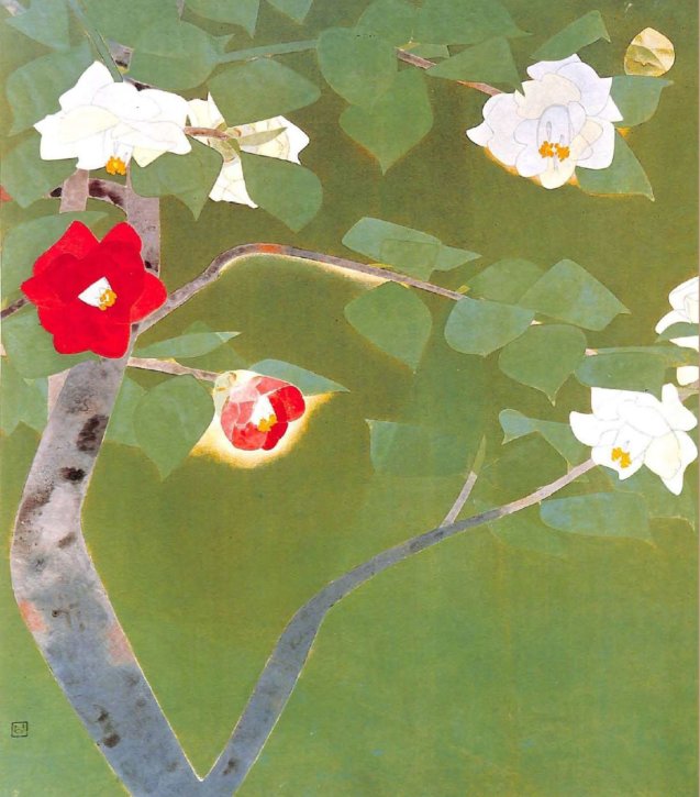 Camellias by Mochizuki Shunkō