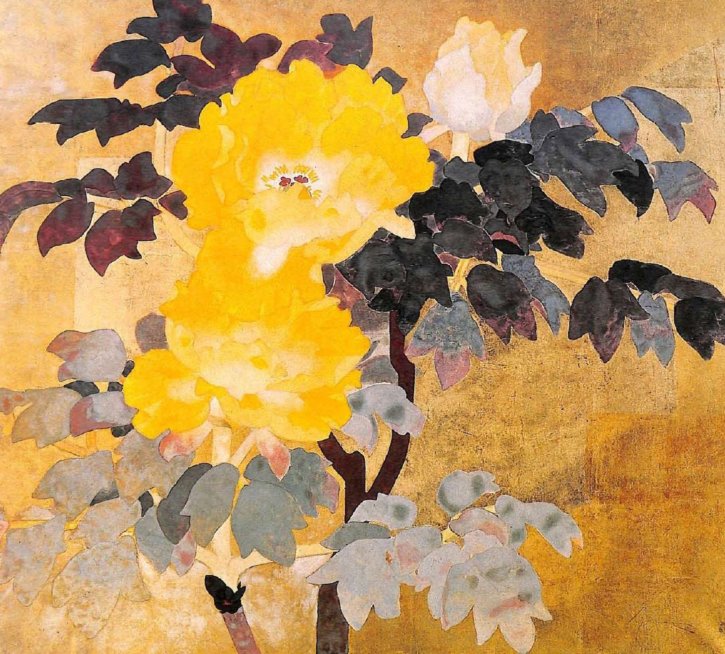 Yellow Peonies by Mochizuki Shunkō