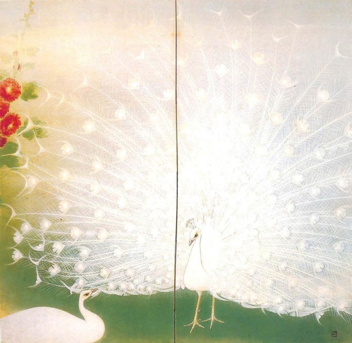 Shirokujaku (White Peacocks) by Matsunaga Kōgyoku
