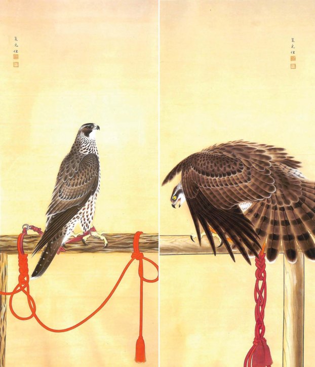 Hawk and Falcon by Fukuda Suikō