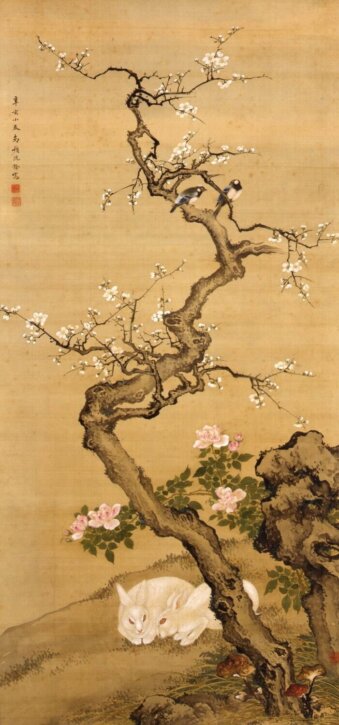 Shen Nampin, Plum Blossom and Two Rabbits.